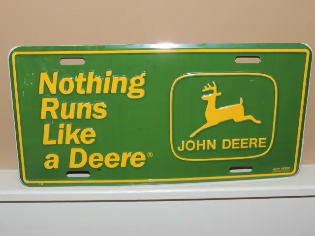Vintage "Nothing Runs Like a Deere" Vanity John Deere Tin Metal License Plate