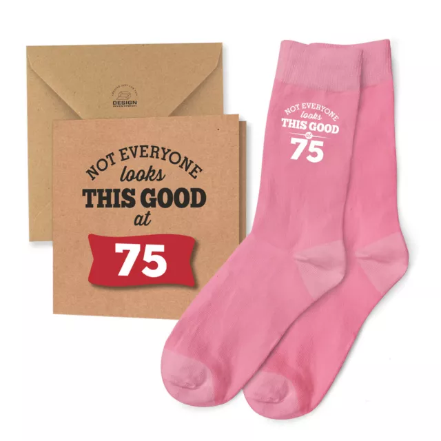 75th Birthday Card & 75th Birthday Gift Socks for Women Funny Keepsake Present