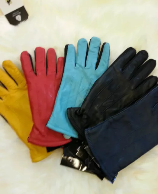 Ladies Soft Leather Gloves Genuine Leather All Colours Fleece Lining