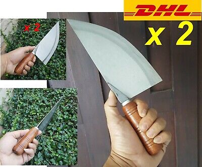2x 8" Thai Big Knife Kitchen Iron Wood Handle Made of Saw Brade Cleaver Butcher