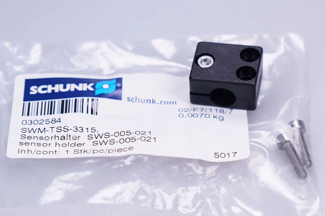 SCHUNK 0302584 SWM-TSS-3315, supporto sensore SWS-005-021 IMBALLO ORIGINALE, NUOVO.