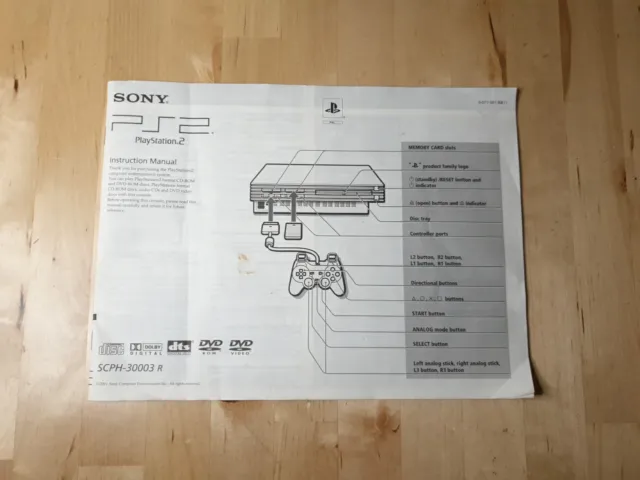 Sony PlayStation 2 Instruction Manual for Console Version SCPH-30003 R from 2001