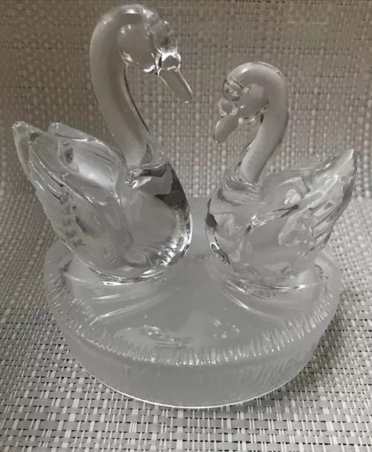 Royal Crystal Rock SWANS Figurine RCR 24% Lead GLASS collectable Ornament weight