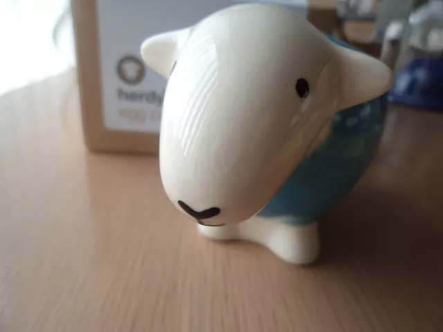 coppa uova decorata a mano herdy - blu