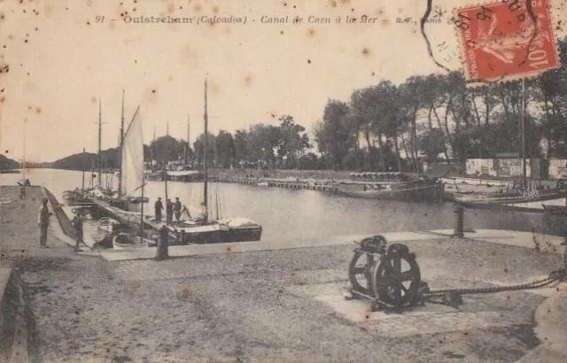 CPA 14 Normandie OUISTREHAM Riva Bella Le Canal de CAEN à la Mer 1919 Animée