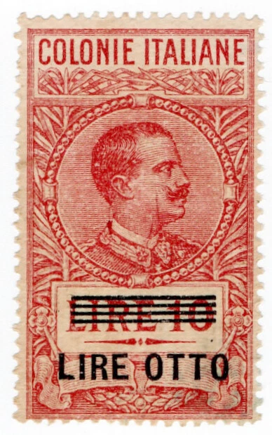 (I.B) Italy (Eritrea) Revenue : Duty Stamp 8L on 10L OP
