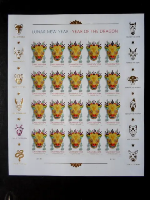 2024 LUNAR NEW Year of the Dragon Cat 5829a Imperforate NoDieCut