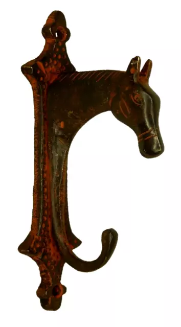 Horse Design Antique Repro Handcrafted Brass Key Cloth Towel Wall Hanger Hook
