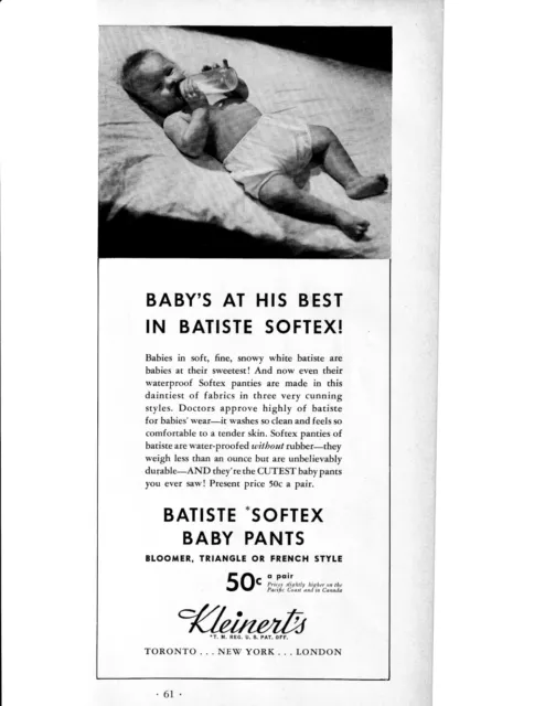 Batist Baby Softex Pants Print Ad  Cute Baby With Bottle