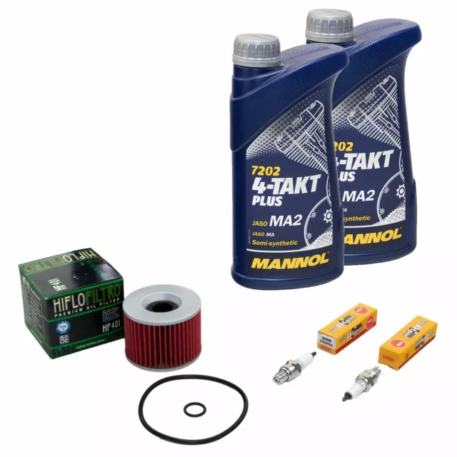 Inspektionspaket Öl 2L für Kawasaki EL 250 Eliminator 252 Ölfilter + Zündkerzen