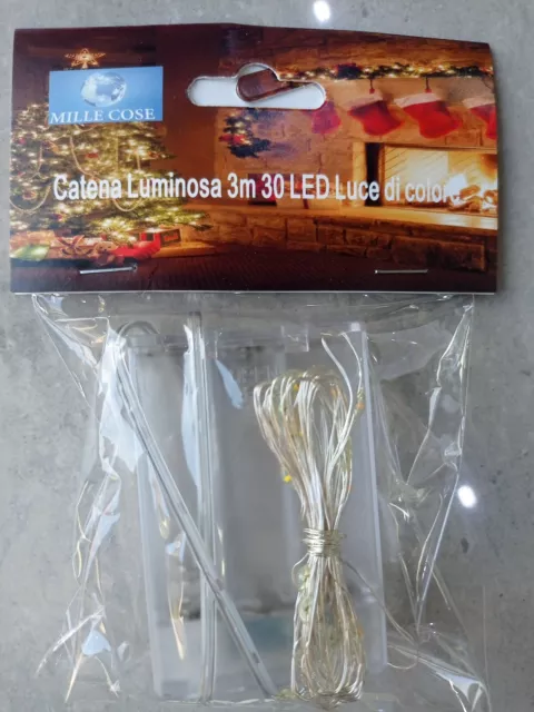 Luci Natalizie 30Led 3M per mini Albero di Natale Presepe MULTICOLORE a Batteria