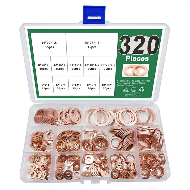 Sets Kupfer-Waschmaschinen Metall-Waschmaschinen Flach wäscher Sortiment Kit