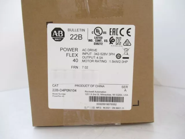 22B-D4P0N104 22BD4P0N104 Allen Bradley PowerFlex 40 AC Drive Free Shipping