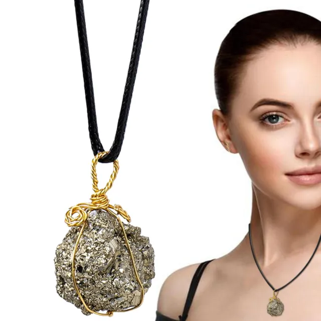 1x Natural Crystal Pyrite Raw Stone Necklace Healing Gemstone Pendant Spiritual