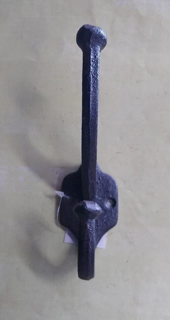 Rustic Cast Iron Double Wall Hat Coat Purse HOOK 6″H X 1-3/4″W Mudroom Cubbies