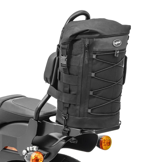 Borsa Sissy Bar Per Moto Road Glide - Organizer Da Schienale In Ecopelle, Nero, Universale Per Touring E Softail