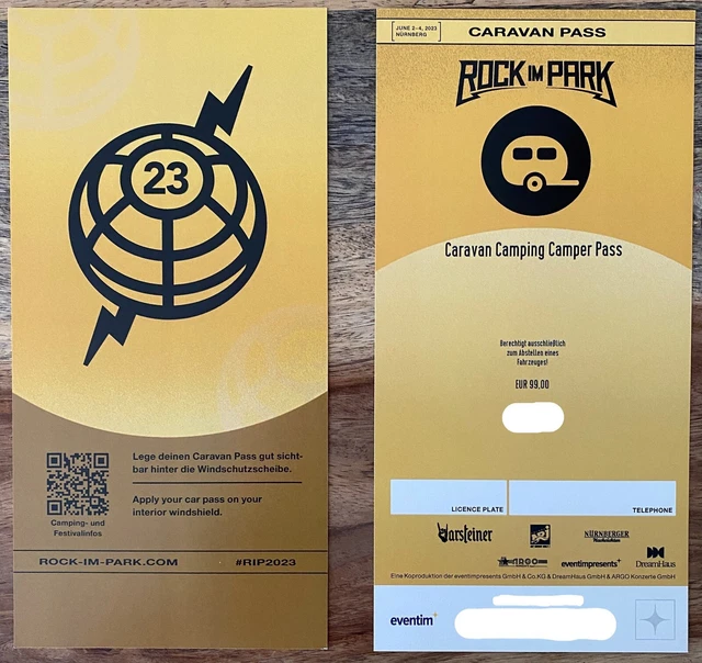 Rock im Park 2023 RiP Caravan Camping Ticket Camper (Wohnmobil)