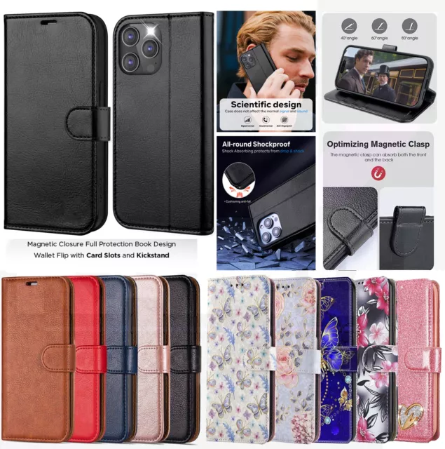 Case For iPhone 14 13 12 11 8 7Plus Pro Max Mini XR SE Leather Flip Wallet Cover