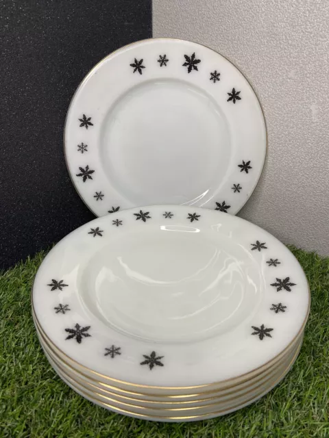 Jaj Pyrex Gaiety Nero Fiocco Di Neve 8,5"" Piatti Avviamento/Cena Medi X 6