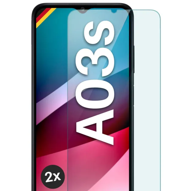 2x Vidrio Auténtico para Samsung Galaxy A03s Lámina HD Móvil Premium Pantalla