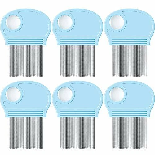 6 Pieces Head Lice Remover Nit Removal Hair Comb with Magnifier, Fine Metal Teet