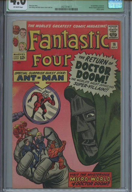 1963 Marvel Fantastic Four #16 Doctor Doom 1St Ant-Man X-Over Cgc 4.0 Qualified 2