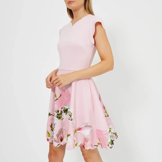 Ted Baker "Grettae" Harmony Pink Floral Skater Dress TB size 1/UK 8 New