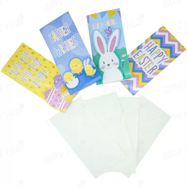 17cm Easter Money Wallets-4Pack Bunny, Eggs, Chicks & Happy Easter Designs Gift