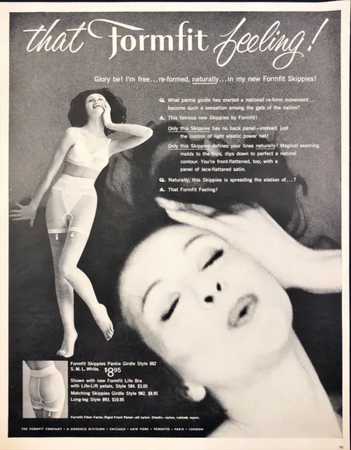 1960 Formfit Skippies Pantie Girdle  Print Ad Smiling Woman Blowing Kiss