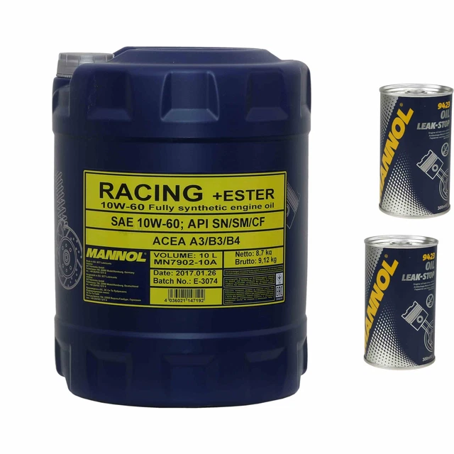 MANNOL Racing+Ester Motoröl 10W-60 (10L) + 2x Motor Doctor + 2x Motor Flush – Hochleistungsöl Für Sportwagen