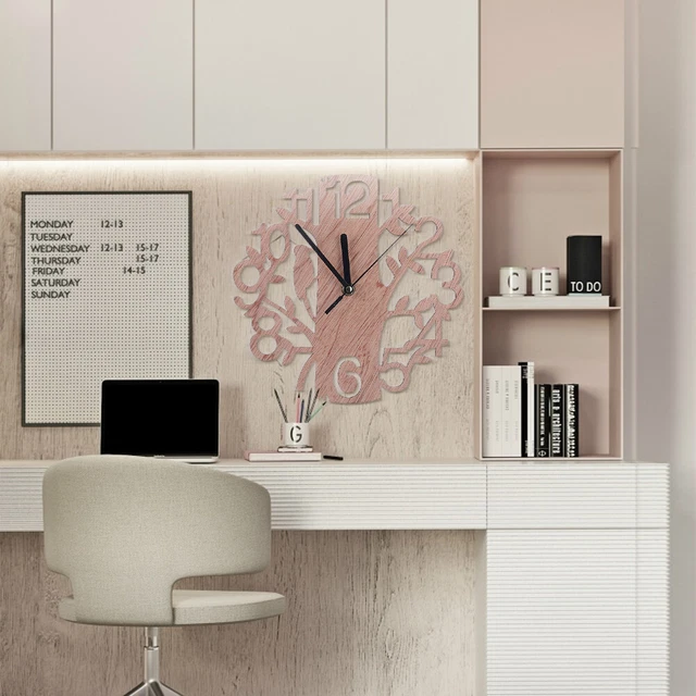 Horloge Murale Créative En Bois Rond Pour Le Salon La Maison Et Le Bureau FR