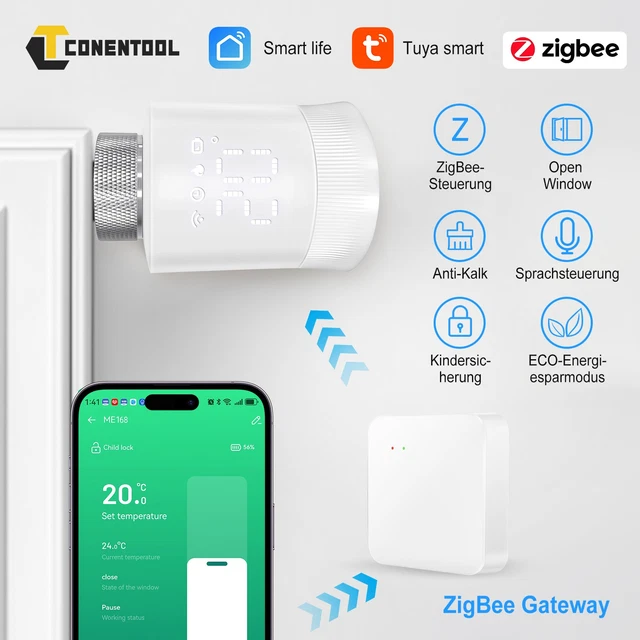 Tuya Smart ZigBee 3,0 TRV Heizkörper Stellventil Thermostatventil Temperatur Controller Unterstützung Alexa Google Hause Tuya Smart ZigBee 3,0 TRV Heizkörper Stellventil Thermostatventil Temperatur Controller Unterstützung Alexa Google Hause