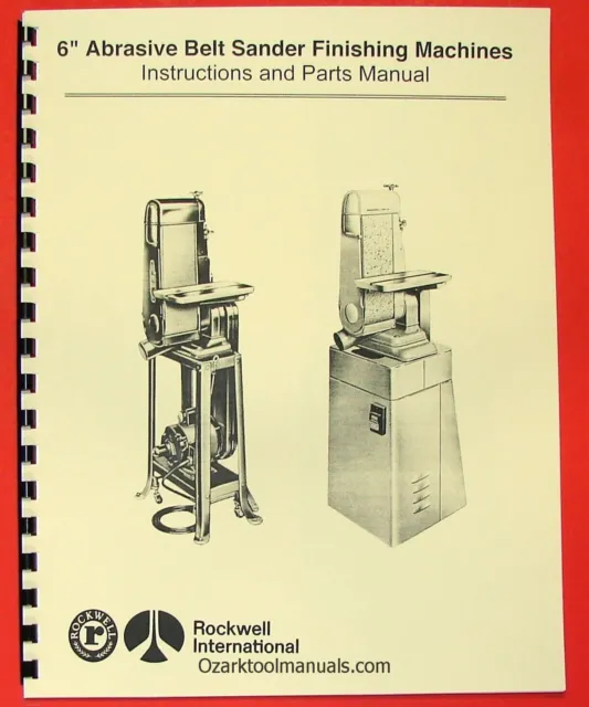 DELTA/ROCKWELL/MILWAUKEE 6" Belt Sanders Instructions & Parts Manual 0961