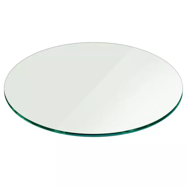 Round Glass Table Top 3/8 Inch Thick with Pencil Polish, Tempered Clear Glass