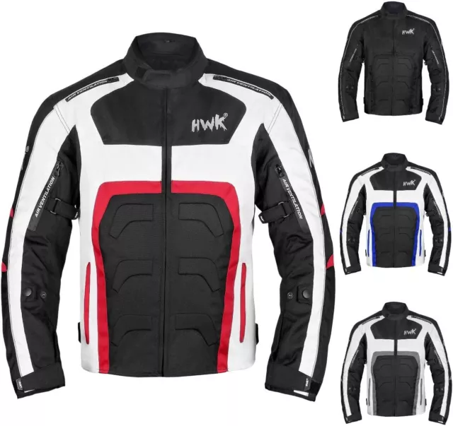 HWK Men Spyder Motorcycle Jacket w/Weather Resistant Cordura Fabric, 4XL - Red