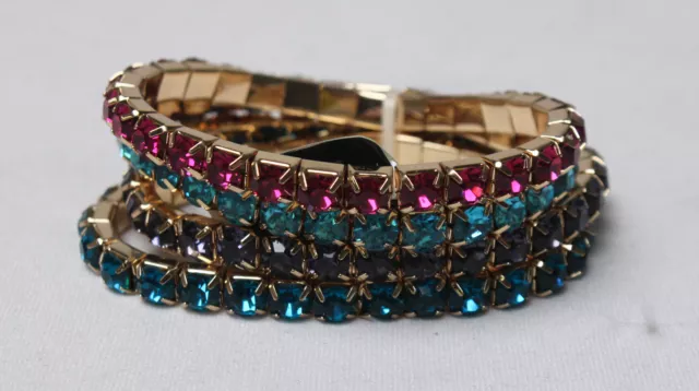 INC International Concepts 4 Piece Multicolor Crystal Stretch Bracelet Set SV3