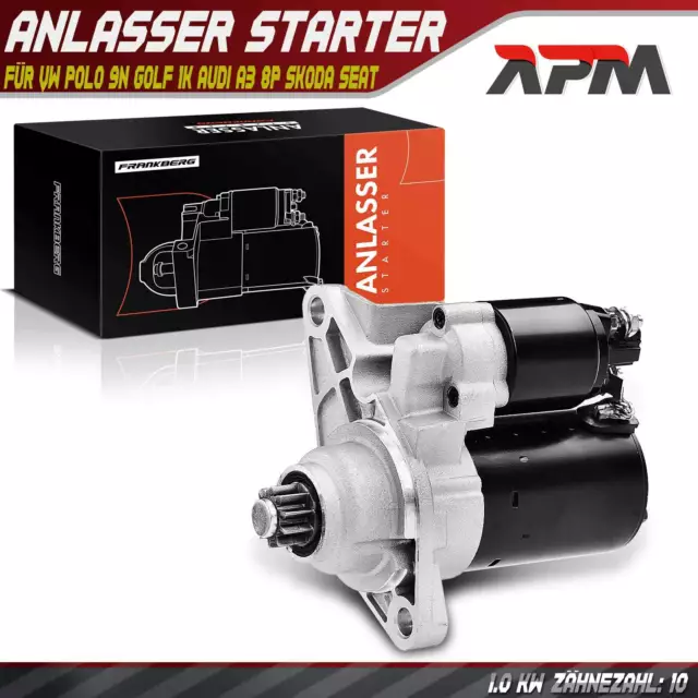 Anlasser Starter 1,0 KW für VW Polo 9N Golf 1K Audi A3 8P Skoda Fabia Seat Ibiza