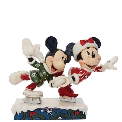 mickey and minnie ice skating figurine