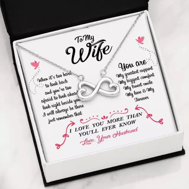 Husband To Wife My Support Comfort Smile Message Card + Infinity 3 Necklace 2