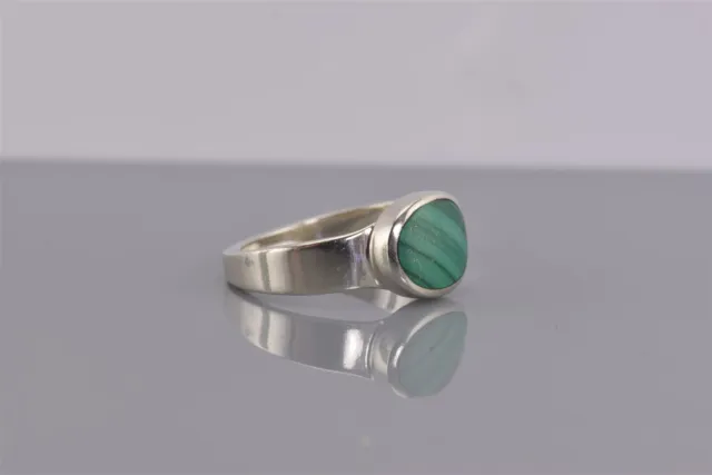 MARRACCINI Sterling Silver Oval Green Malachite Solid Band Ring 925 Sz: 6