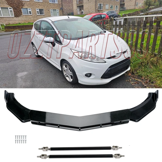 For Ford Fiesta Focus RS ST Gloss Front Bumper Lip Spoiler Splitter + Strut Rods