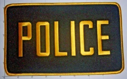 POLICE Back Patch 5x8 inch Law Enforcement Letter Tab Gold on Black