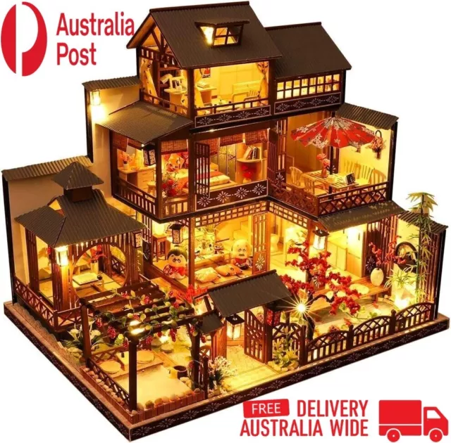 Japanese Miniature  House DIY Doll Wooden Big Size With Miniature Furniture Kit