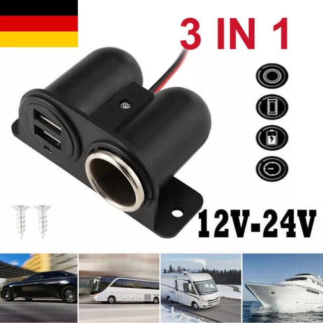 AUFBAU STECKDOSE 12V /24V+Auto Dual USB Ladegerät Zigarettenanzünder KFZ  Adapter EUR 8,28 - PicClick DE