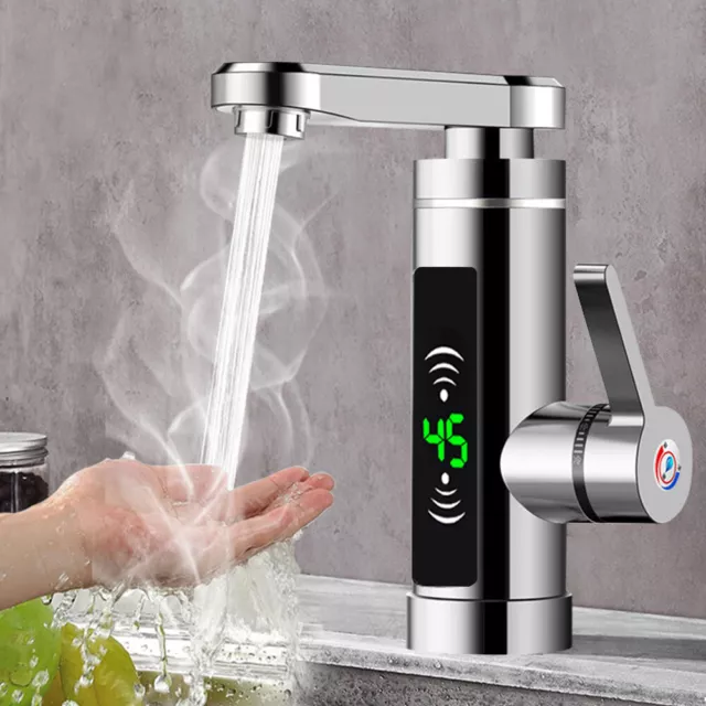 3000W Instant Electric Faucet Kitchen Bathroom Hot Water Heater Digital Display