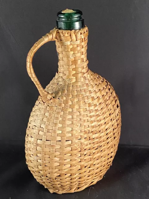 Old Mudeira Wine Maimsey Sweet Wicker Wrapped Empty Bottle Portugal 3
