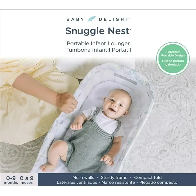 Baby Delight Snuggle Nest Dream Portable Travel Infant Lounger, Skies