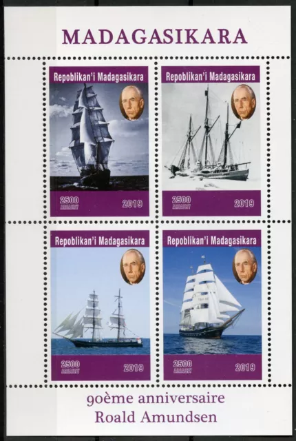 Madagascar 2019 MNH Roald Amundsen 4v M/S Exploration Boats Ships Stamps