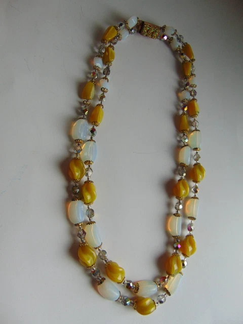 Ancien Collier En Perles De Verre De Murano - Vert élégant Et Vintage