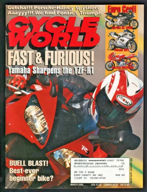 2000 March Cycle World Motorcycle Magazine - Yamaha YZF-R1 Suzuki DR-Z400